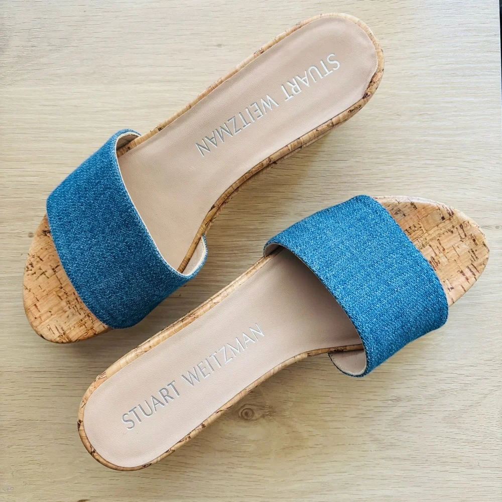 Stuart Weitzman Blue‎ Wedge Sandals - Picture 2 of 9